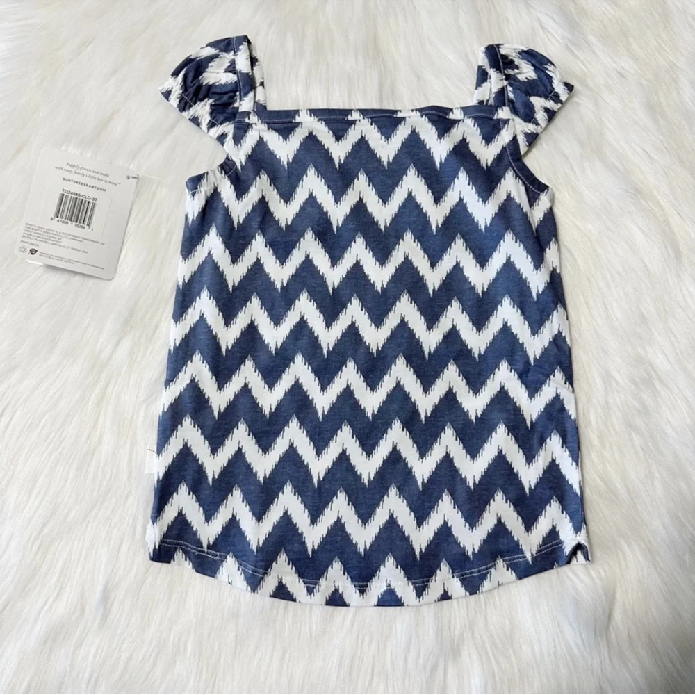 NWT Burt's Bees Baby Ikat Chevron Ruffle Tee & Baby Knit Terry Short Set‎